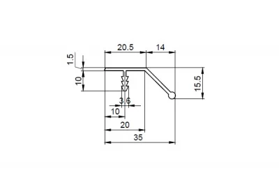 Профиль-ручка под пропил, для ДСП18, алюминий, L=4м