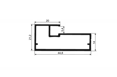 Профиль рамочный 45х21, L=4000мм, отделка алюминий анодированный Профиль рамочный 45х21, L=4000мм, отделка алюминий анодированный