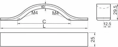 Ручка алюминиевая UA-319 C=96, алюминий GTV UA-00-319096
