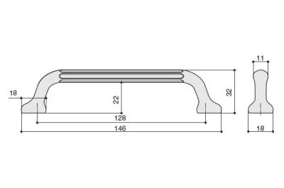 Ручка-скоба 128мм, отделка железо античное
