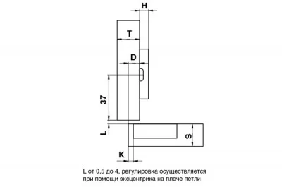 Петля 165 полунакладная с доводчиком, 48мм, Clip-on (cam), отделка никель