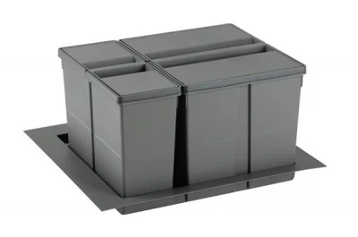 9XL Система хранения в базу 600, H.277мм (ведра: 1х11л, 1х26л с разделителем), отделка орион серый