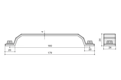 Ручка-скоба 160мм, отделка олово винтаж