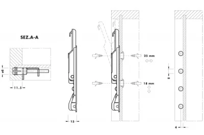 Подвеска полок скрытая с фиксатором, левая