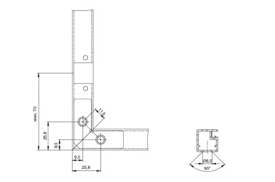Профиль рамочный узкий FP.03_19x20мм, L=3000мм, отделка алюминий анодированный