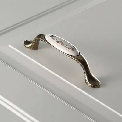 Мебельная фарфоровая ручка старое золото/золотой орнамент GTV UP-WP0728-PX