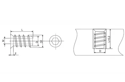 Бусола М8 потай, d=10, L=15, отделка цинк (за 100 штук)
