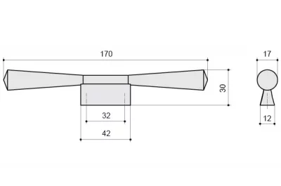 Ручка-кнопка 32мм, отделка серебро античное