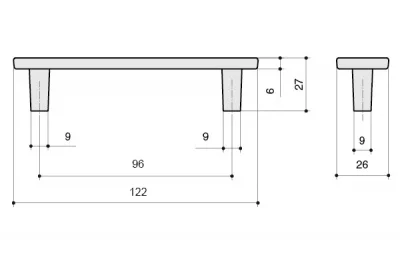 Ручка-скоба 96мм, отделка никель глянец + тёмно-коричневый (кайман)