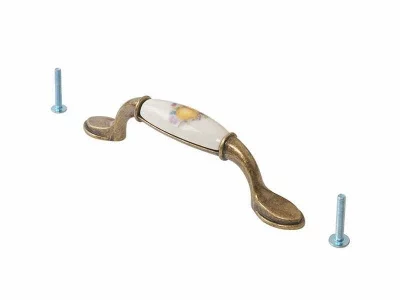 Ручка-скоба 96мм FIRMAX, металл+керамика Груша, бронза