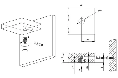 Шток с резьбой М6 для стяжки эксцентриковой, отделка цинк (за 100 штук)