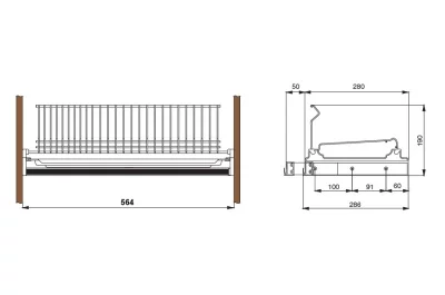 Сушка 1-уровневая в базу 600/18, отделка сталь, поддон сталь
