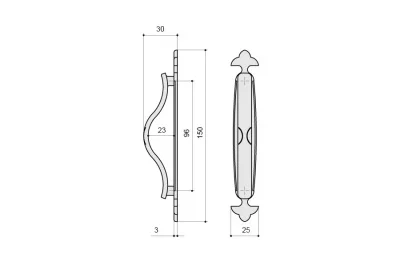Ручка-скоба 96мм с накладкой, отделка бронза матовая