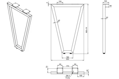 Опора для стола V-образная Лиссабон-Т l.550, h.820, отделка белый бархат (матовый)