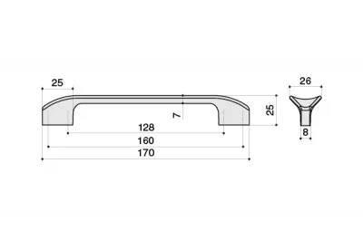 Ручка-скоба 160-128мм, отделка хром глянец