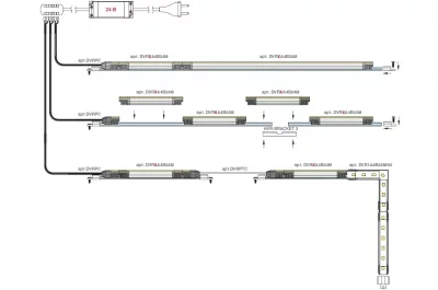Светильник LED Monorail, 95 мм,1,3W/24V, 4000K, с проводом питания 2000 мм