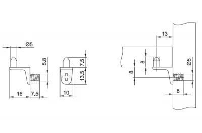 Полкодержатель Г-образный с винтом, отделка никель (за 100 штук)