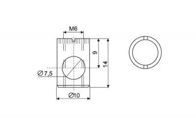 Бочонок стяжки фасада d.10мм, h.14мм, M6 для 18мм ДСП (за 100 штук)