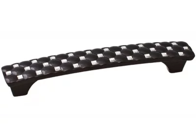 Ручка-скоба 128мм, отделка черный + горный хрусталь