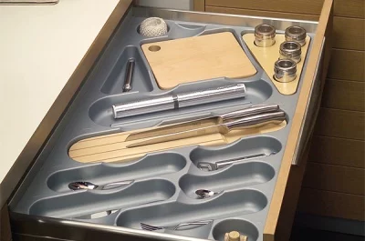 Ёмкость в базу 800 для столовых приборов, цвет серый металлик