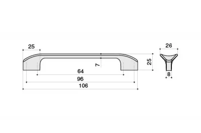 Ручка-скоба 96-64мм, отделка хром глянец