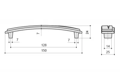 Ручка-скоба 128мм, отделка бронза "Флоренция"