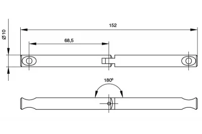 Шток угловой d.10мм, отделка цинк