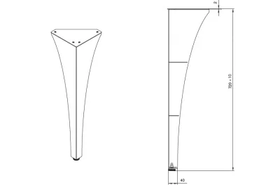 Нога для стола Флоренция, h.720, отделка черный бархат (матовый)