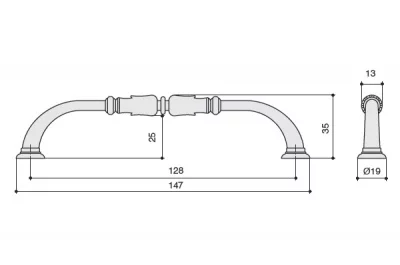 Ручка-скоба 128мм, отделка медь черная