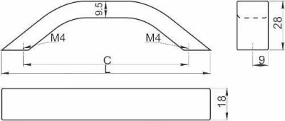 Ручка алюминиевая UA-313 C=160, алюминий GTV UA-00-313160