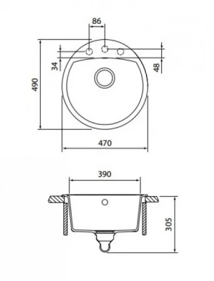 Schock: 700664 Мойка Eclipse 45 Cristalite, корз.клапан Цвет: лунный камень