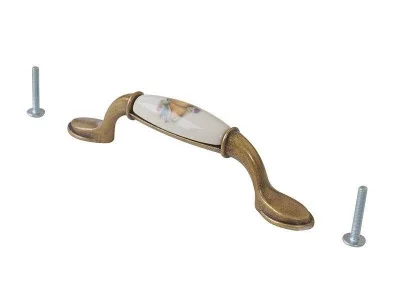 Ручка-скоба 96мм FIRMAX, металл+керамика Груша, бронза