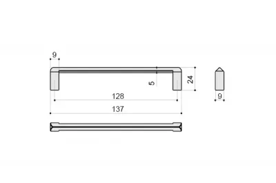 Ручка-скоба 128мм, отделка хром матовый лакированный