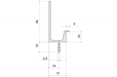 Профиль-ручка под пропил, L=5000мм, отделка сталь нержавеющая
