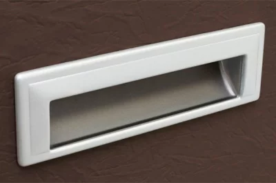 Ручка врезная 128мм, отделка титан + хром матовый лакированный