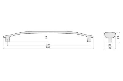 Ручка-скоба 224мм, отделка золото винтаж + горный хрусталь