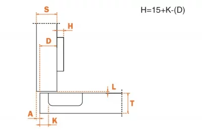 Петля 155" накладная угловая (толщина фасада 26-35 мм)