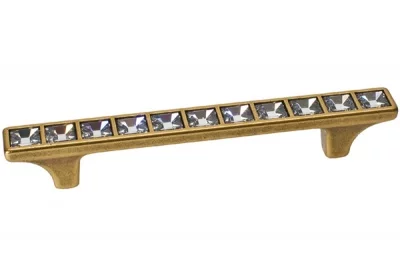 Ручка-скоба 96мм, отделка бронза "Валенсия" + горный хрусталь