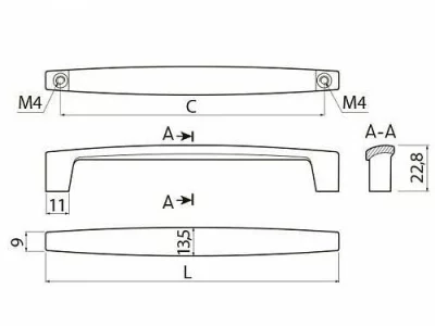 Ручка мебельная TIVOLI C=320 мм, матовый титан GTV UZ-TIVOL-320-13