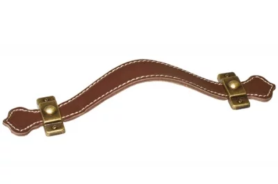 Ручка-скоба 128мм, отделка бронза "Флоренция" + кожа
