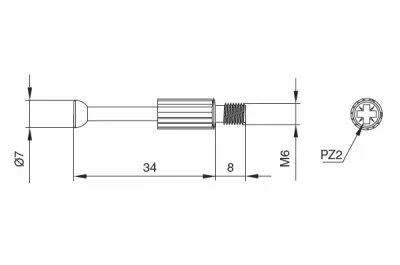 Шток с резьбой М6 с пластиковой втулкой для стяжки эксцентриковой, отделка цинк (за 100 штук)