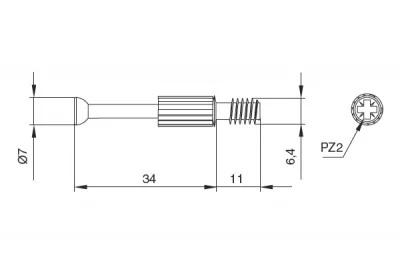 Шток-евровинт с пластиковой втулкой для стяжки эксцентриковой, отделка цинк (за 100 штук)