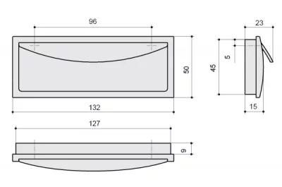 Ручка-скоба 96мм врезная, отделка хром матовый лакированный
