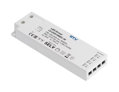 GTV: Блок питания SLIM EASY CLICK 12V,15W, input 220-240VAC, IP20, разм.129x42x16мм, с mini amp и проводо: LD-ZAS15WEC-30