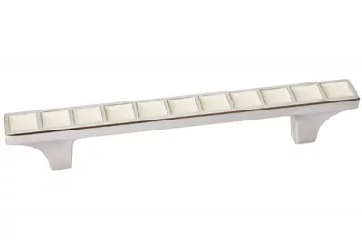 Ручка-скоба 96мм, отделка никель глянец + ваниль