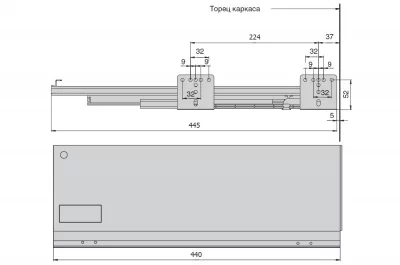 Комплект ящика Indigo H=175, L=450, отделка орион серый: M-IND.KIT.450C1.OG