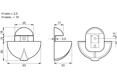 Менсолодержатель овальный, отделка хром глянец, комплект 2 штуки