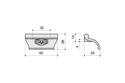 Ручка-скоба 32мм, отделка бронза античная французская