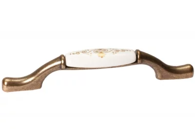 Ручка-скоба 96-128мм, отделка бронза старая + керамика