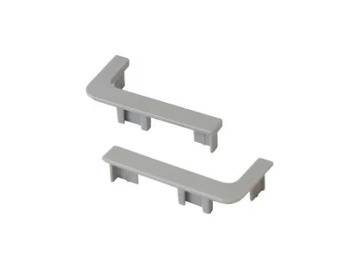 Комплект торцевых заглушек Г-образных верхнего профиля GOLA Alphalux(2 части:L+R), пластик серый